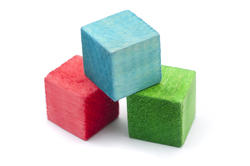 6947   Three colourful wooden blocks