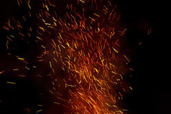 8863   Fiery sparks from a blazing fire