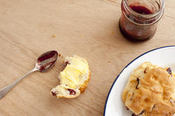 12328   biscuits, spoon, plate and jam