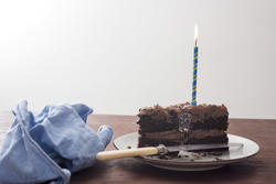 17296   Chocolate birthday cake with burning candle