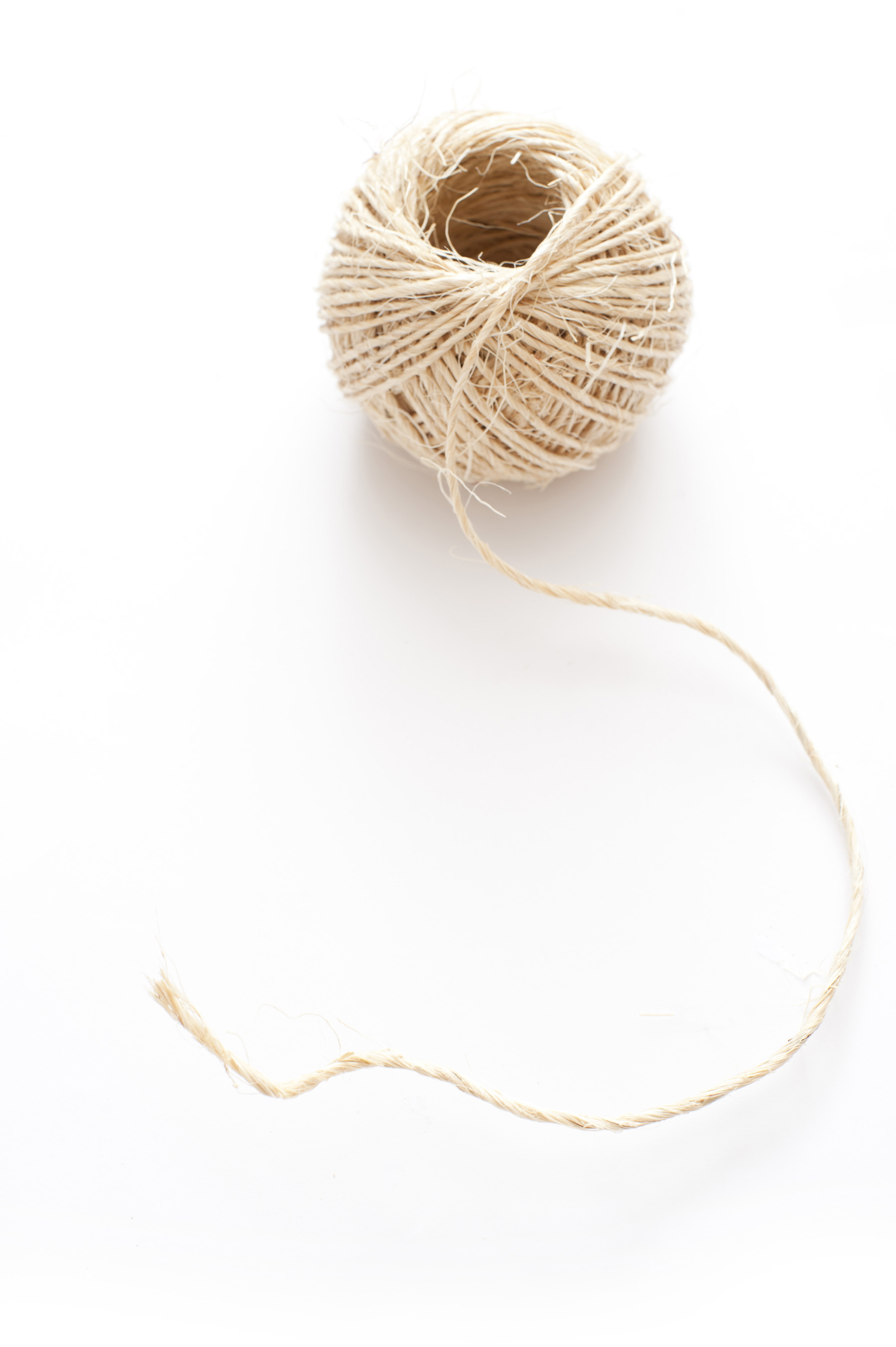 String, Free Stock Photo, A ball of white plastic string isolated on a  white background